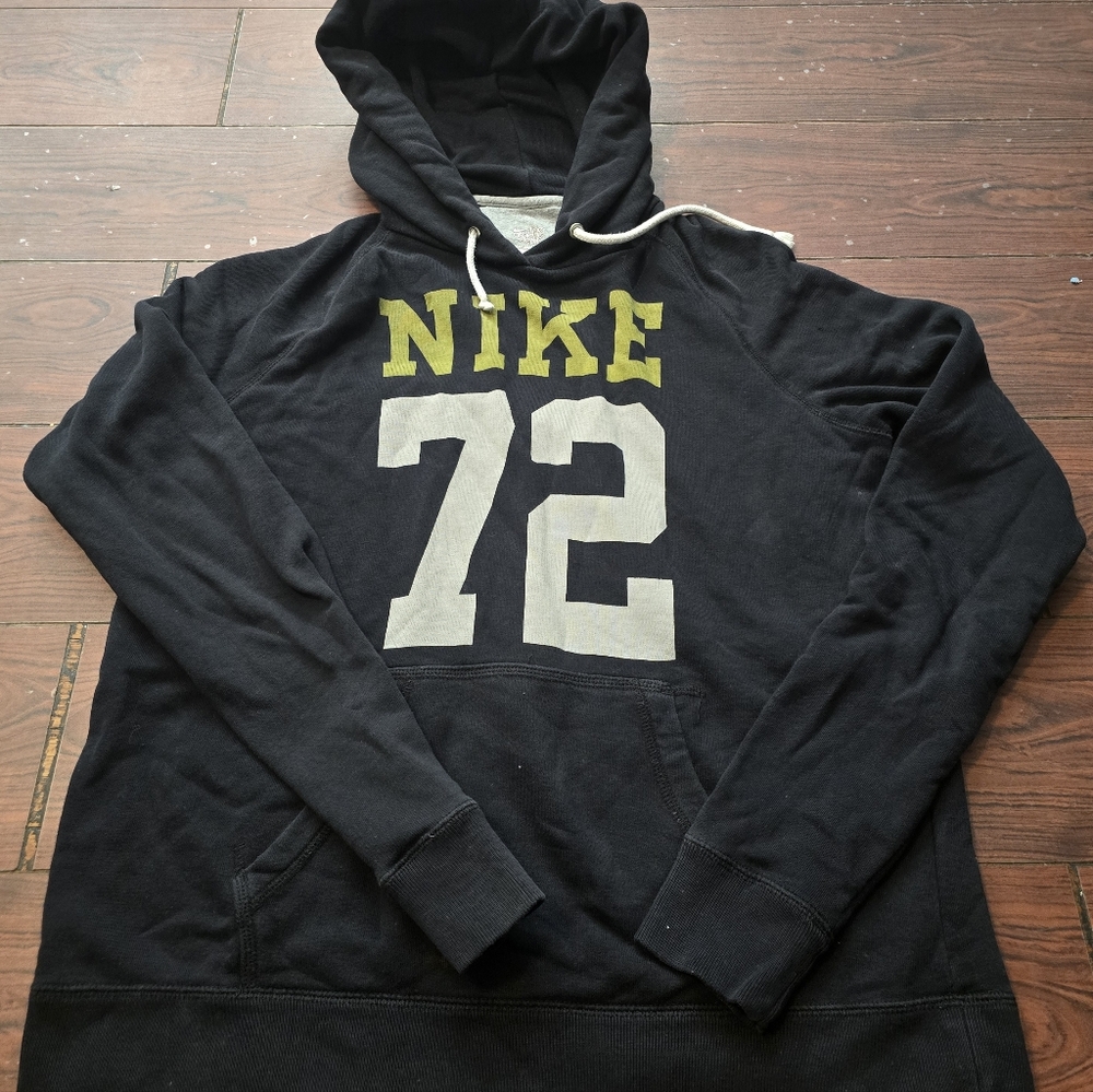 Nike Black Hoodie with Green and Gray Details